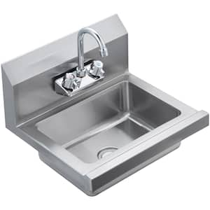 17 in. x 12.8 in. Commercial Hand Sink with Faucet 1-Compartment NSF Stainless Steel Wall Mount Utility Sink for Kitchen