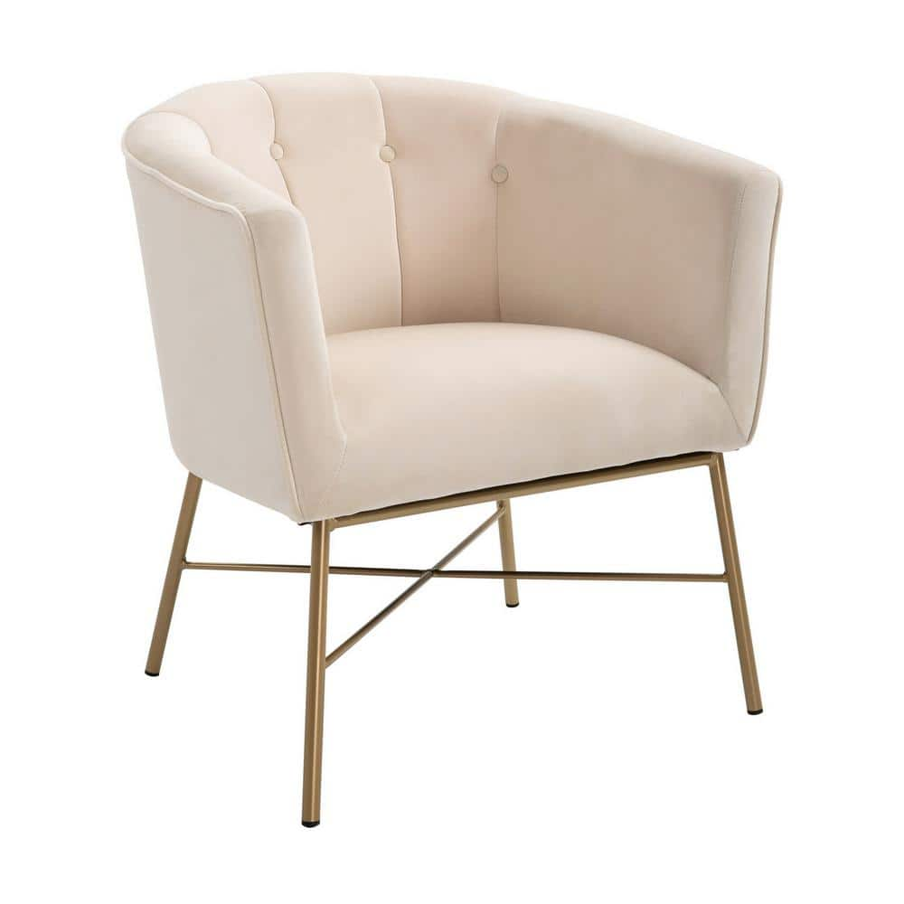 Homy Casa FALETTE Beige Upholstery Velvet Accent Chair FALETTE BEIGE ...