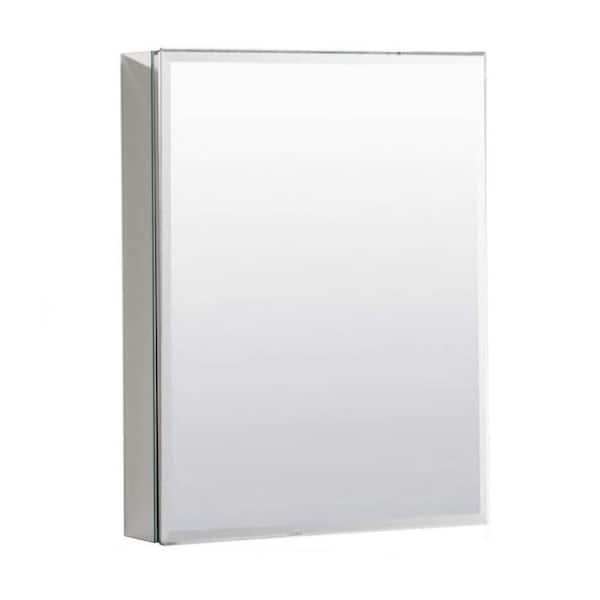 FUNKOL 5 in. D x 20 in. W x 26 in. H Silver Aluminium Bathroom Surface Mount or Recess Medicine Cabinet with Mirror