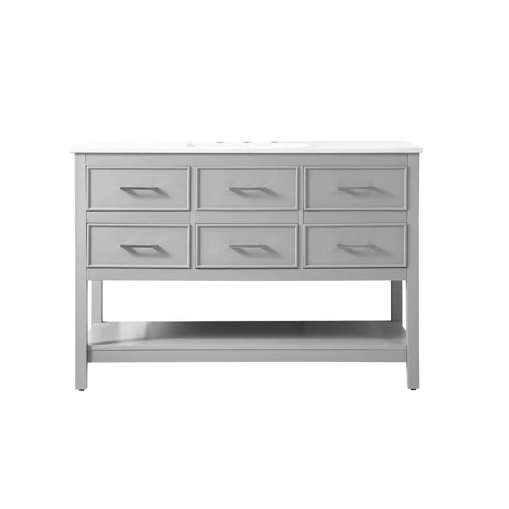 Simply Living 48 in. Single Bathroom Vanity in Gray with Quartz Vanity Top 