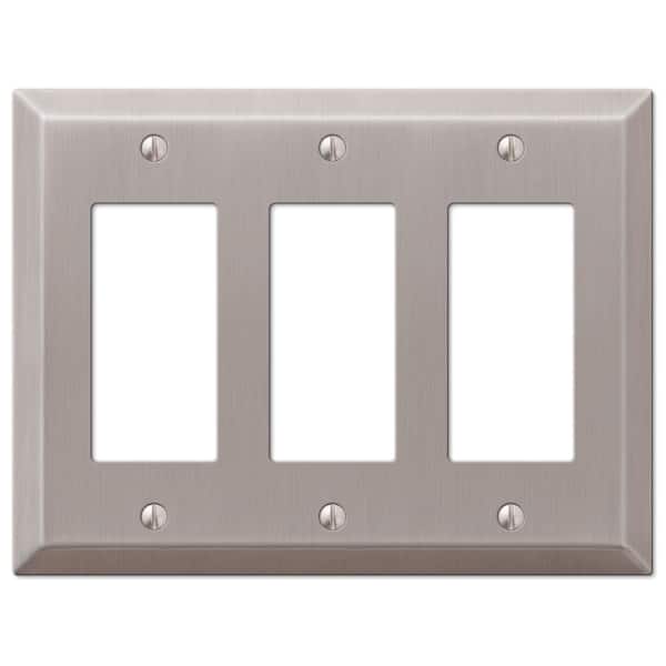 Metallic 3 Gang Rocker Steel Wall Plate - Brushed Nickel