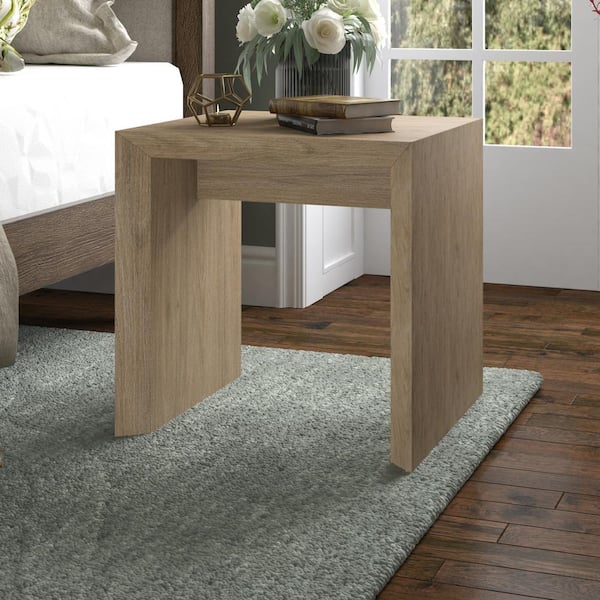 Meyer&Cross Oswin 22 in. Antiqued Gray Oak Rectangular MDF Top End