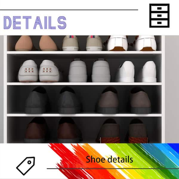 FUFU&GAGA 70.9-in H 8 Tier 14 Pair White Wood Shoe Cabinet in the Shoe  Storage department at