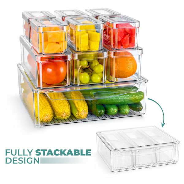 Amazon.com: MineSign 2 Pack Plastic Divided Veggie Storage