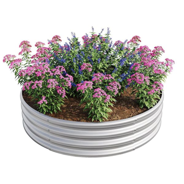 47.24 in. x 11.42 in. Silver Round Metal Raised Garden Bed with