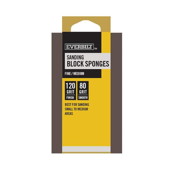 Everbilt 1 in. x 0.24ft. x 0.66 ft. MED/FINE GRIT BLOCK SPONGE 4PK