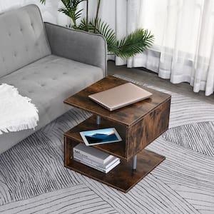20 in. Rustic Brown Rectangle Wood End Table