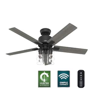 Techne 52 in. Indoor Matte Black Smart Ceiling Fan with Light Kit and Remote Included