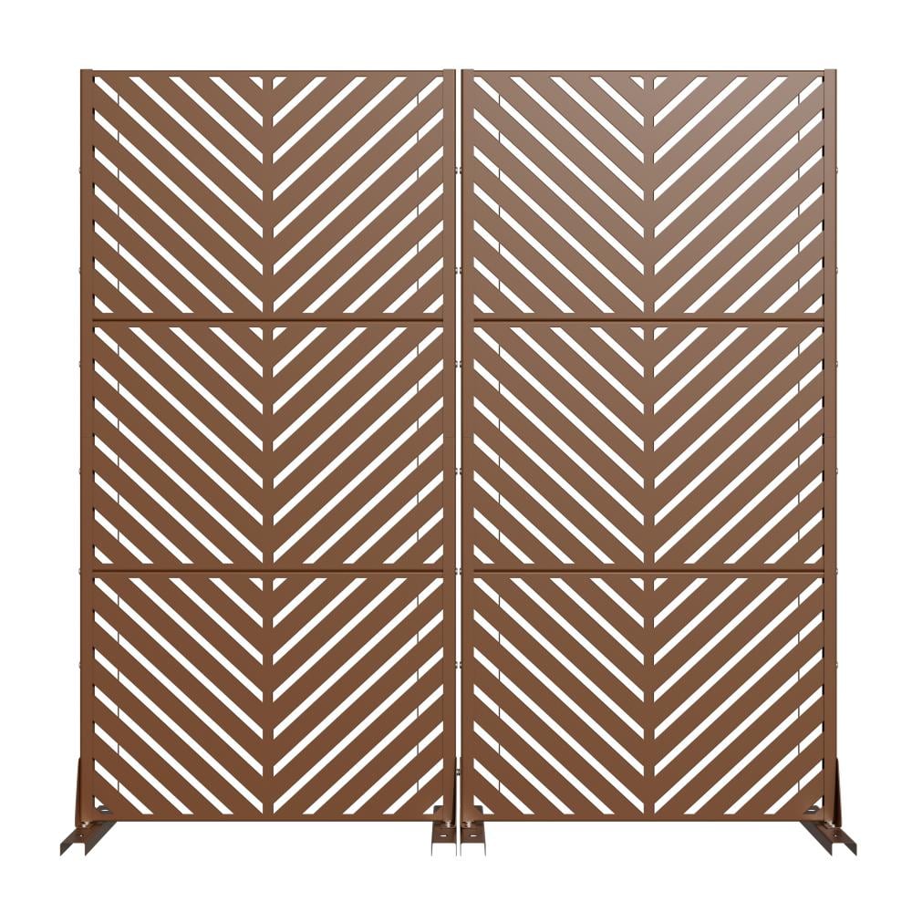 60 in. x 30 in. Brown Decorative Garden Screens Set Outdoor Metal Garden Fence Freestanding Privacy Screen with Panels price history on PriceWatchPro