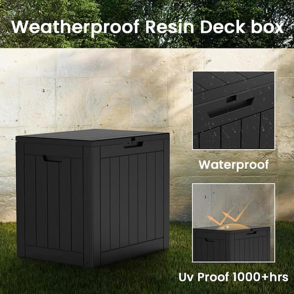 Tozey 120 Gal. Outdoor Storage Box Plastic Resin Deck Box, Black  T-PSB1450W0 - The Home Depot