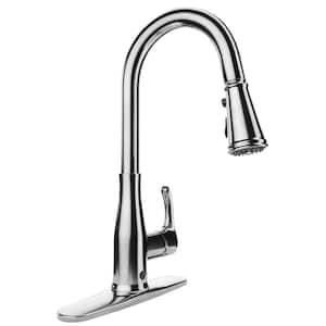 1-Handle Hands Free Touchless Pull Down Sprayer Kitchen Faucet with Motion Sense and Fan Sprayer in Stainless Steel