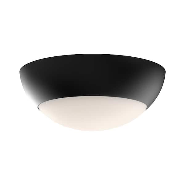 ALORA MOOD Rubio 16 in. 1 Light 60-Watt Matte Black/Opal Matte Glass Flush Mount