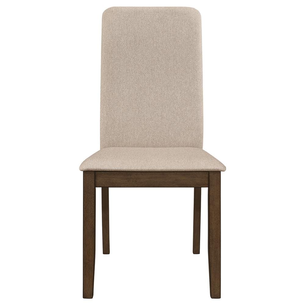 Cream Upholstered High Back Wooden Side Chairs, Set of 2