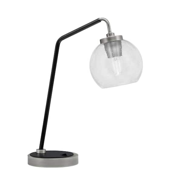 Unbranded Delgado 16.5 in. Graphite and Matte Black Piano Desk Lamp with Clear Bubble Glass