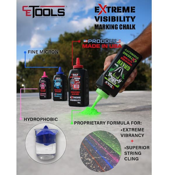 CE Tools 10 oz Semi-Permanent Extreme Visibility It Up Chalk Powder, Blue