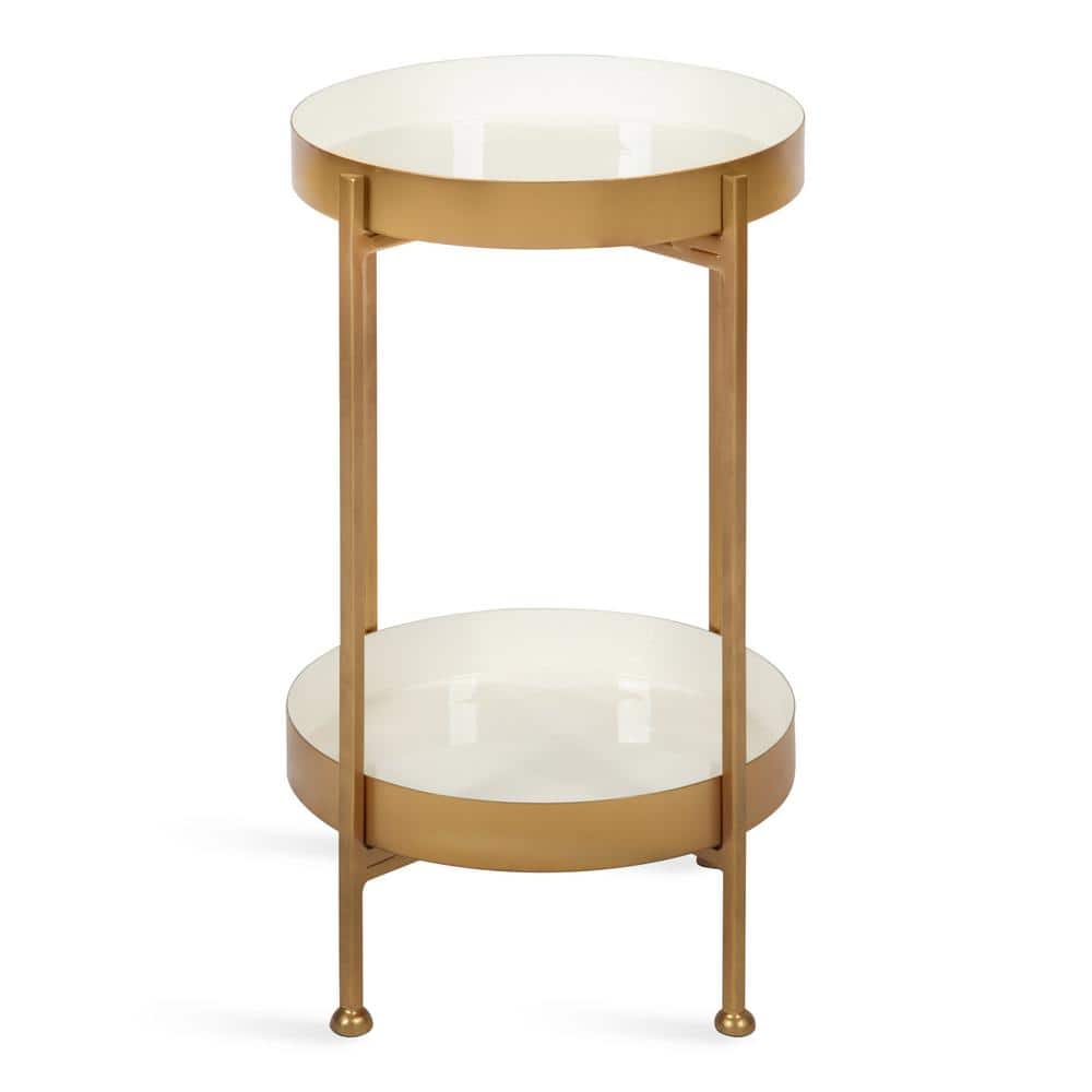 Nira Round Gold Metal Two-Tier Side Table