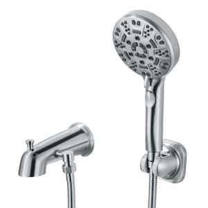 Bath Accessory Set, Tub Spout with Diverter, 8 Settings Handheld Shower in Brushed Nickel