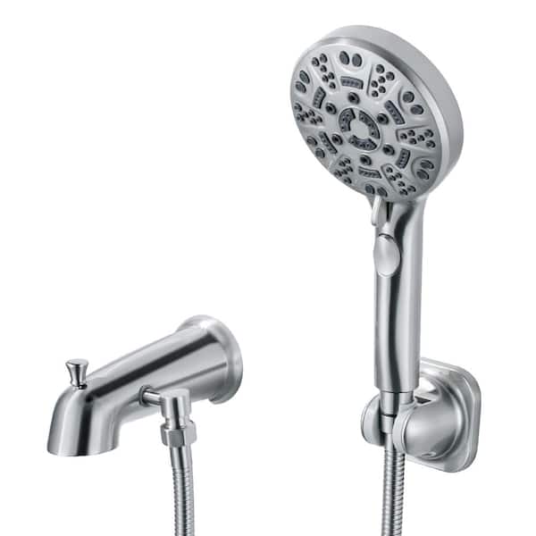 Bath Accessory Set, Tub Spout with Diverter, 8 Settings Handheld Shower in Brushed Nickel