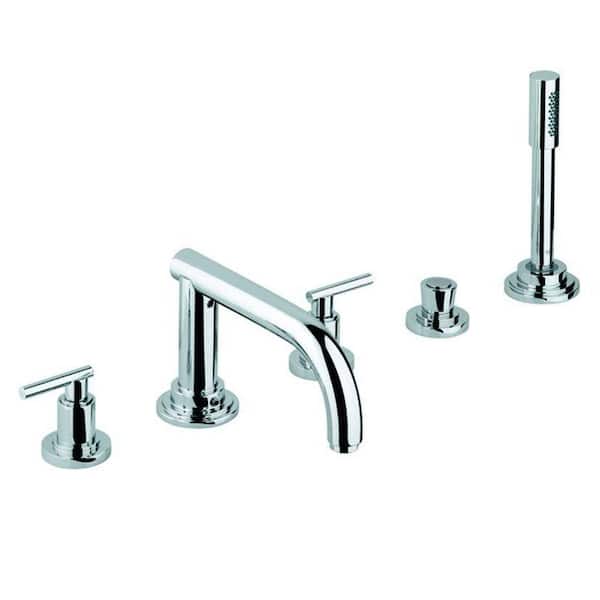 GROHE Atrio 2-Handle Deck-Mount Roman Bathtub Faucet with Handheld Shower in StarLight Chrome