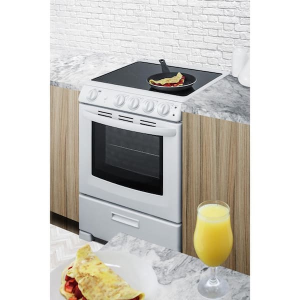 24 in. 2.9 cu. ft. 4 Burner Elements Slide-In Electric Range in White