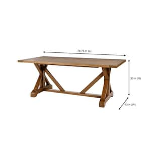 Aberwood Patina Oak Finish Wood Rectangle Trestle Dining Table for 6 (78.75 in. L x 30 in. H)