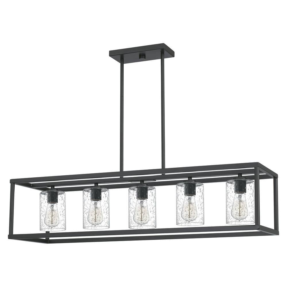 Harbor Breeze Bronze 5-Light Outdoor Chandelier with Seeded Glass Shades