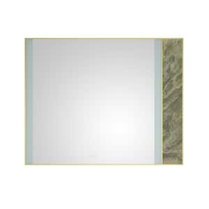 60 in. W x 48 in. H Large Rectangular Stainless Steel Framed Dimmable Wall LED Bathroom Vanity Mirror in Gold Frame