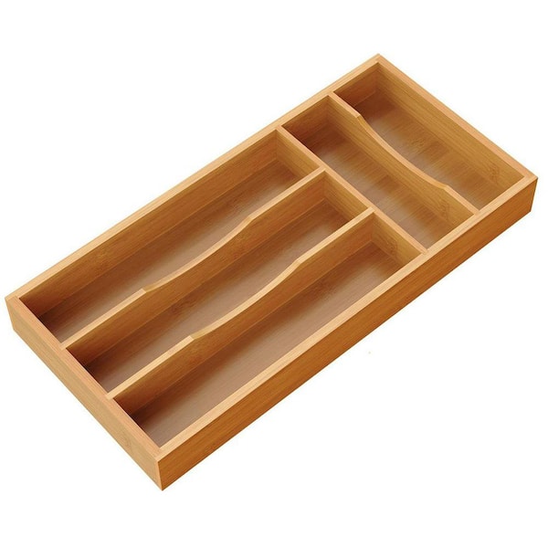 5-Knife In-Drawer Organizer Bamboo Knife Storage Tray with Smart Slots for Organized Flatware and Easy Access