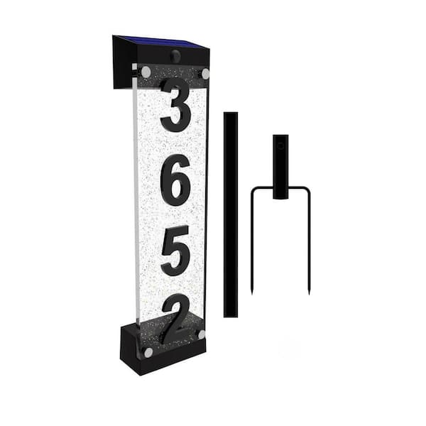 4 in. x 37 in. Black Acrylic Solar Address Sign Garden Stake HPCBWKGK5Y ...