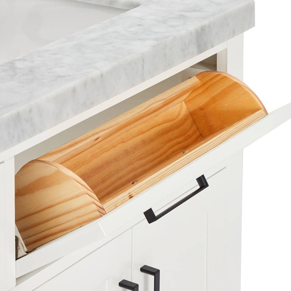 White Marble Top Freestanding Double Vanity with Storage