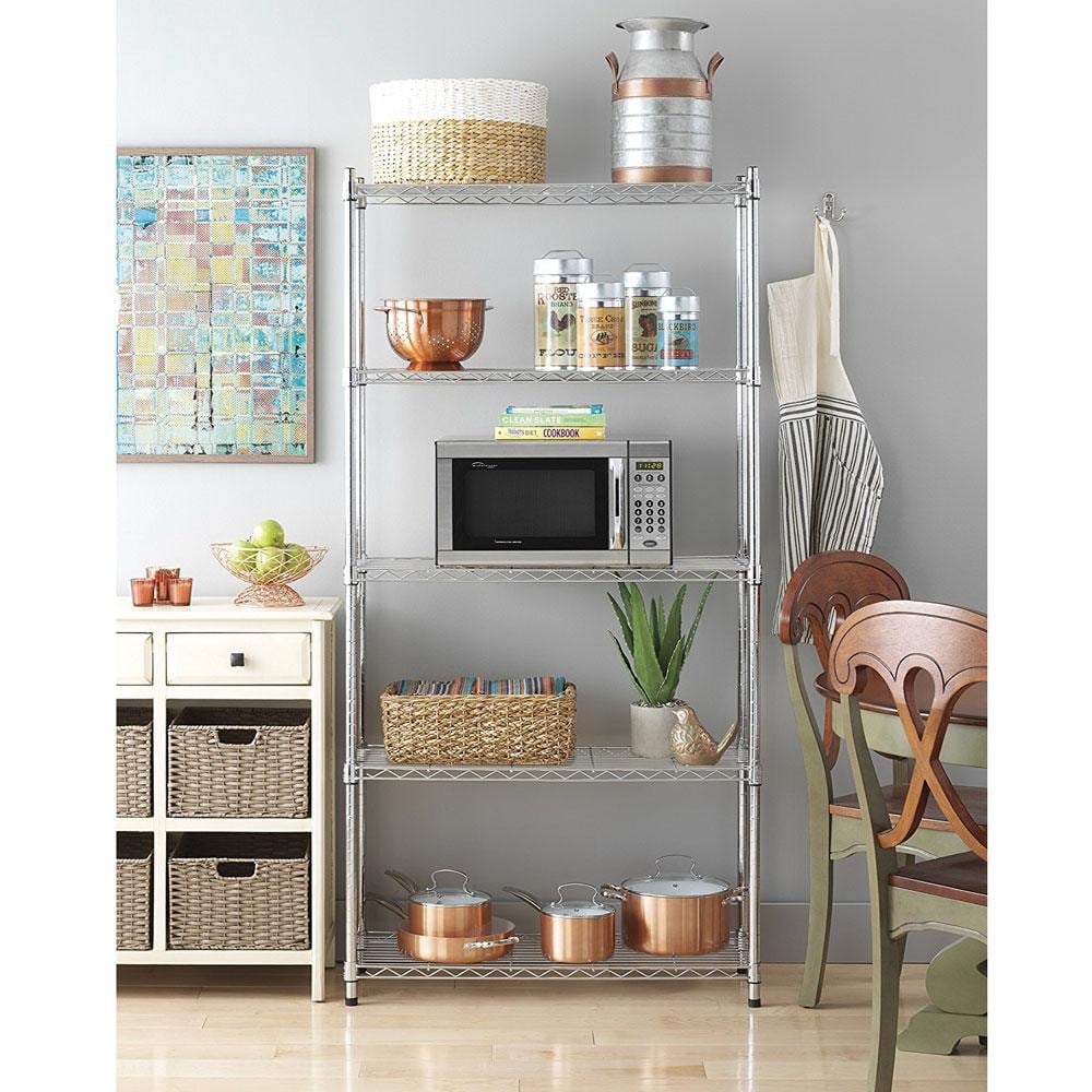 Welland 70.87" Chrome 5-Tier Metal Wire Shelf