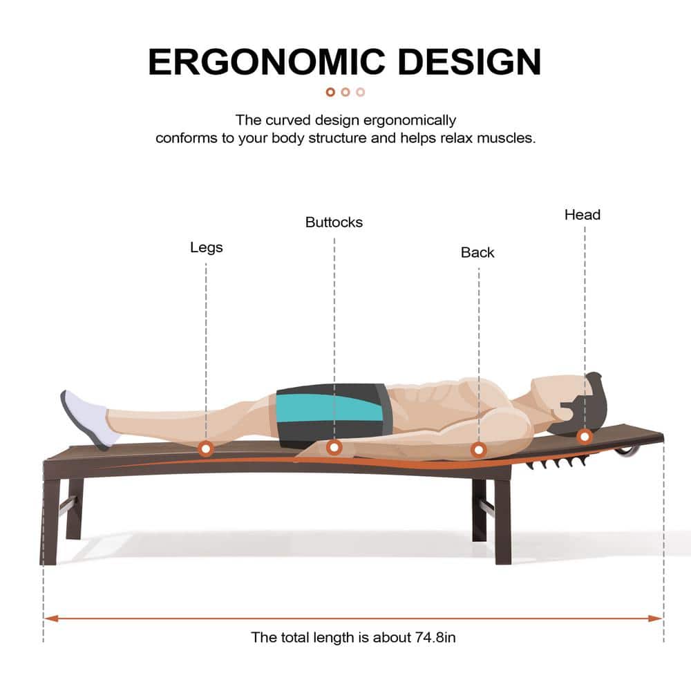 Ergonomic Outdoor Aluminum Lounge Set with Adjustable Chairs & Side Table - Brown