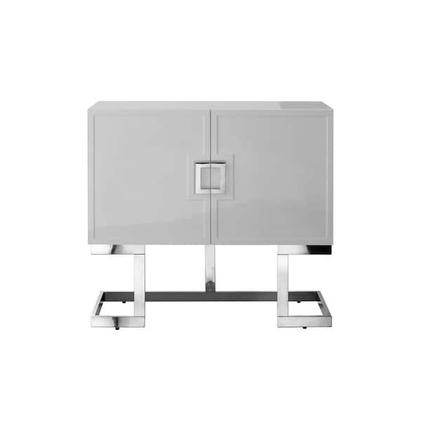 Nicole Miller Olina Light Grey/Chrome Cabinet 2-Doors 2-Adjustable Shelves 4-Compartments