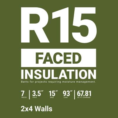 R-15 Kraft Faced Fiberglass Insulation Batt 15 in. x 93 in. (10-Bags)