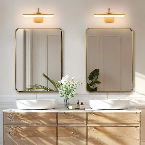 HUOKU Nimbus 1-Light 15 in.W Brushed Gold Brass LED Vanity Light