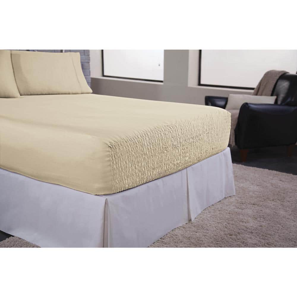 Ivory Queen Microfiber Polyester Sheet Set with Pillowcases