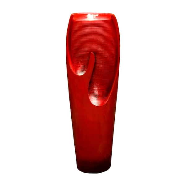 Watnature 38.7in. Outdoor Fountains and Waterfalls -Indoor Water Jar Fountain Tall Floor Fountain. With Lights for Garden, Patio