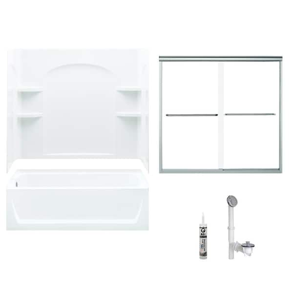 STERLING Ensemble 32 in. x 60 in. x 73.25 in. Bath and Shower Kit with Left-Hand Drain in White and Chrome