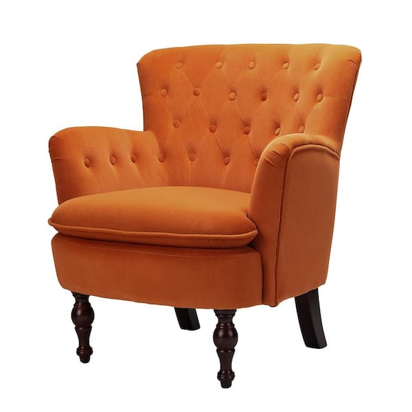 orange tufted accent chair