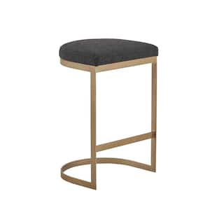 Marc 25 in. Charcoal/Antique Gold Wood Counter Stool