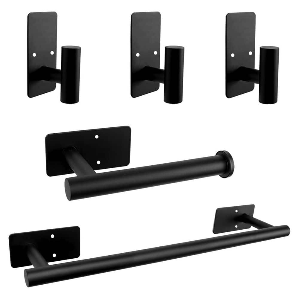 5 Piece Bathroom Hardware Set with Towel Bar, Toilet Paper Holder, 3 Hooks in Matte Black Stainless Steel price history on PriceWatchPro