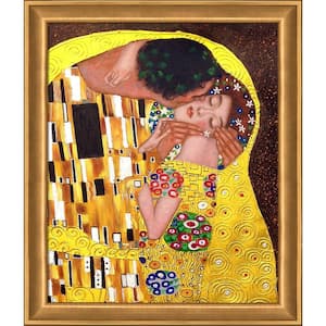 The Kiss (Luxury Line) by Gustav Klimt Muted Gold Glow Framed People Oil Painting Art Print 24 in. x 28 in.