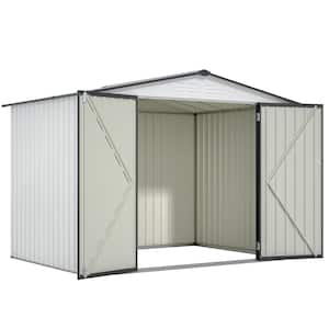 8 ft. x 6 ft. Outdoor Storage Tool Shed, All Weather Metal Shed, 48. sq. ft. Coverage, 2-Lockable Doors, White
