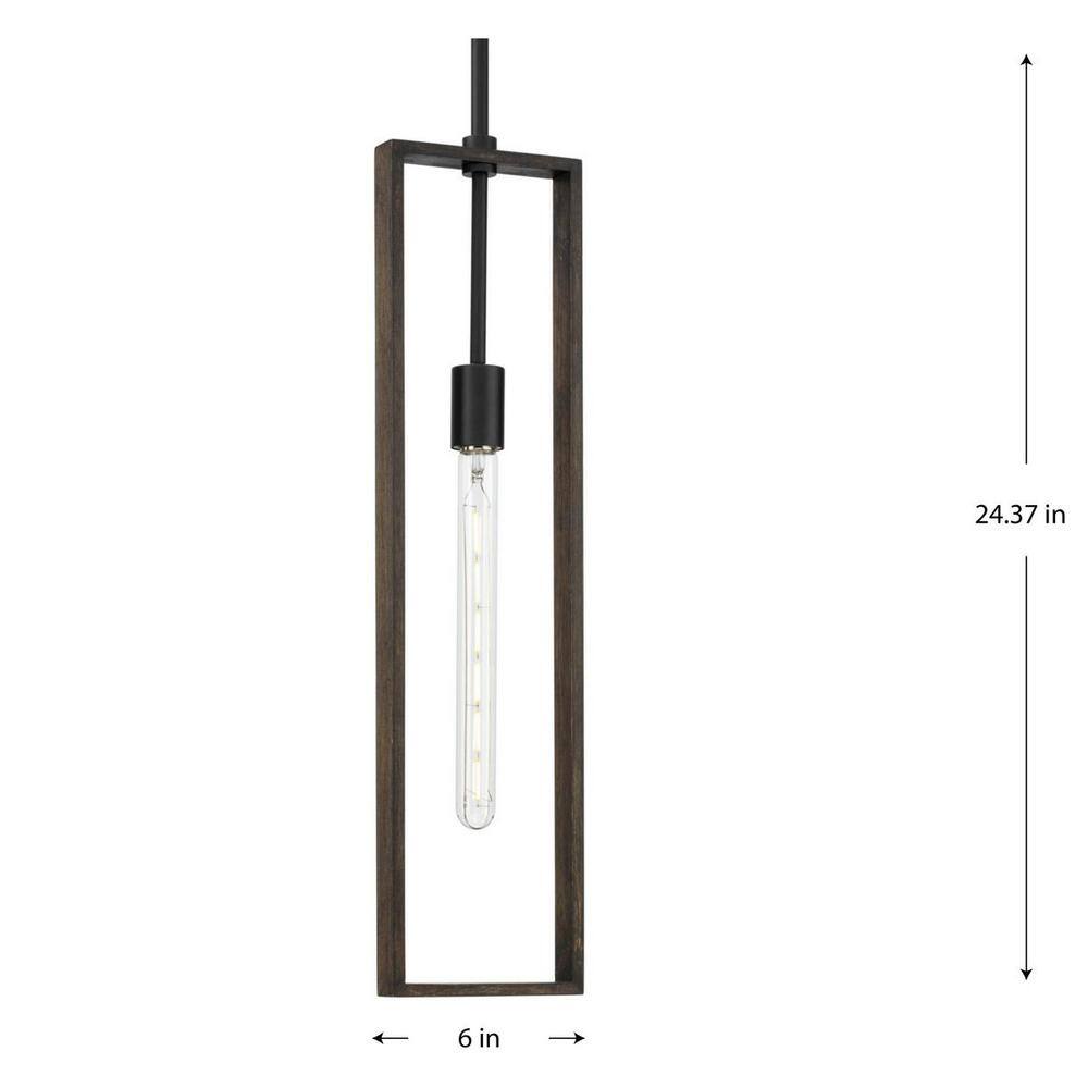 Boundary Matte Black and Gray Wash Oak Single Pendant Light