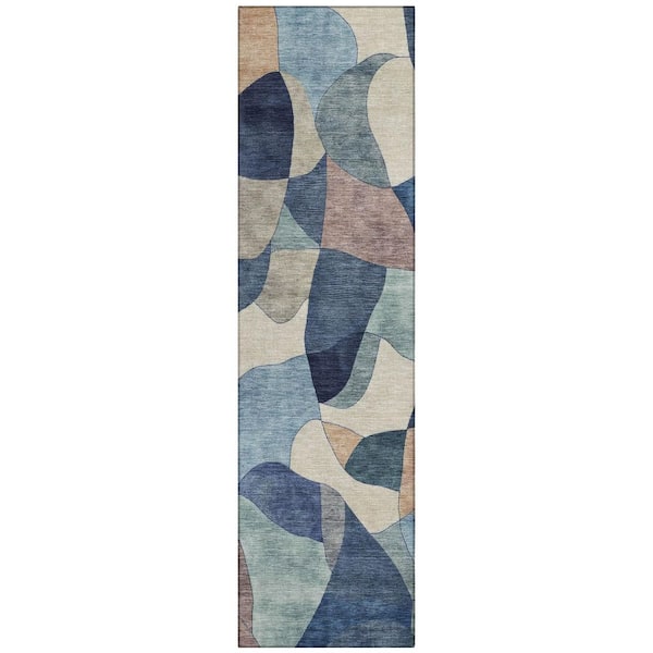 Chantille Machine Washable Indoor/Outdoor Abstract ACN2814 Blue 2 ft. x 7 ft. Runner Rug