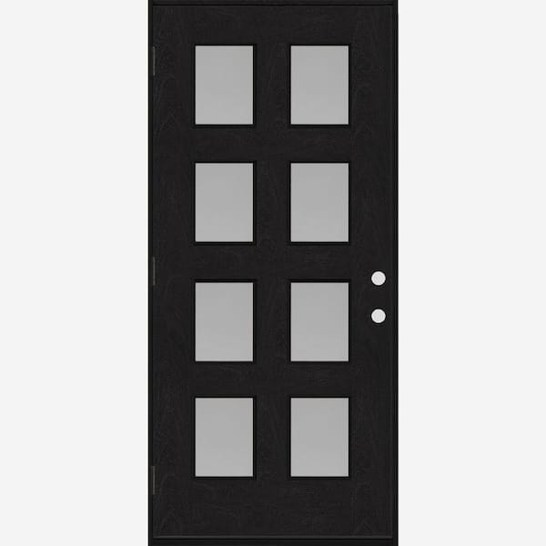 Steves & Sons Regency 42 in. x 80 in. 8L Modern Clear Glass RHOS Onyx Stained Fiberglass Prehung Front Door with 6 in. Jamb