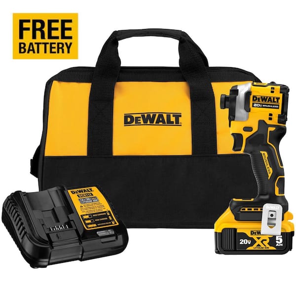 DEWALT ATOMIC 20V MAX Lithium-Ion Cordless 1/4 in. Brushless Kit, Ah Battery, Charger, and Bag DCF850P1 - The Home Depot