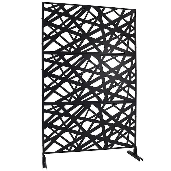 Anky 76 in. H x 48 in. W Steel Garden Fence, Metal Privacy Screens and Panels with Free Standing in Black