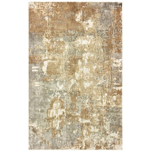 Formosa Gray/Brown 8 ft. x 10 ft. Distressed Abstract Hand-Loomed Viscose Indoor Area Rug