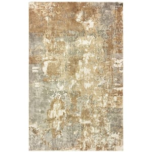 Formosa Gray/Brown 10 ft. x 14 ft. Distressed Abstract Hand-Loomed Viscose Indoor Area Rug